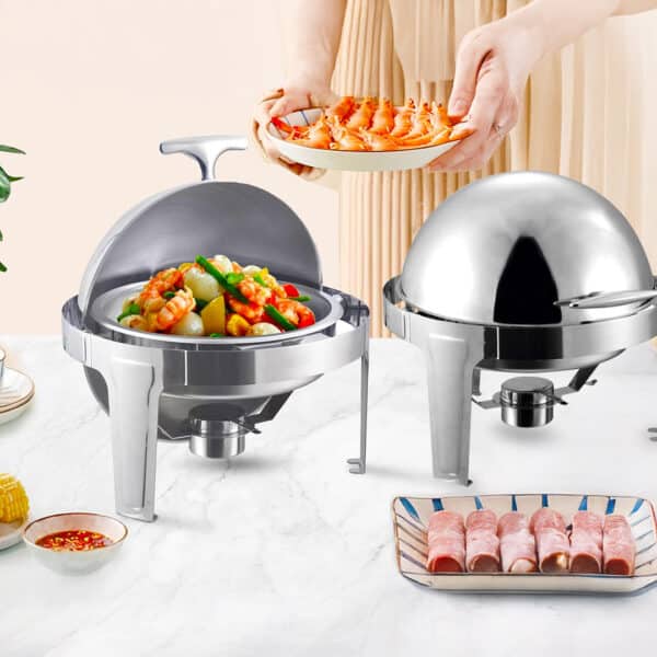 SOGA 2X 6L Chafing Dish Round Roll Top - Image 6