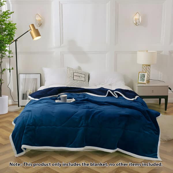 SOGA 2X Navy Blue Throw Blanket