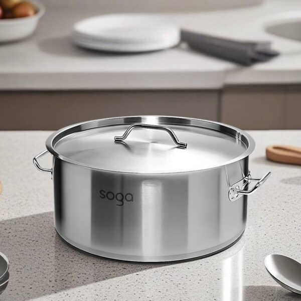SOGA Stock Pot 23L Top Grade Thick Stainless Steel Stockpot 18/10