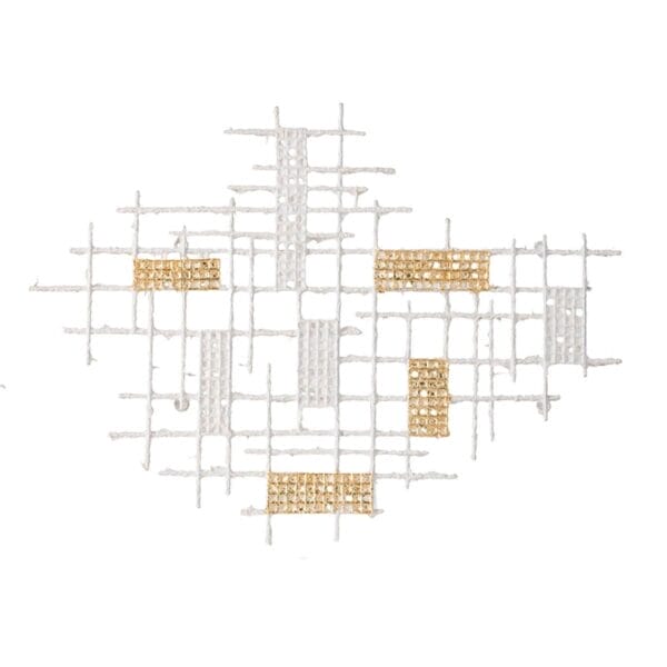 Contemporary White and Gold Geo Grid Wall Art - Image 2