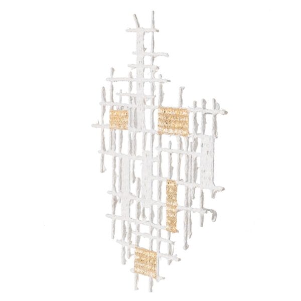 Contemporary White and Gold Geo Grid Wall Art - Image 4