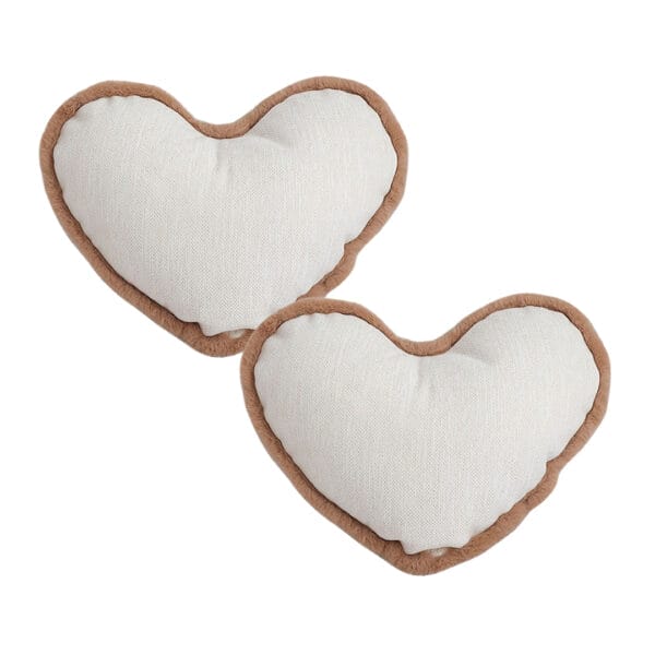 SOGA 2X 42x32cm Heart-Shaped Beige Brown Off-White Plush Polyester Pillow Cover - Image 2