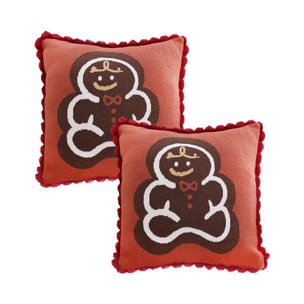SOGA 2X 45cm Cozy Christmas Gingerbread Man Accent Pillowcase - Image 2