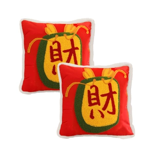 SOGA 2X 45cm “Wealth Blessing” Red Plush Pillowcase - Image 2