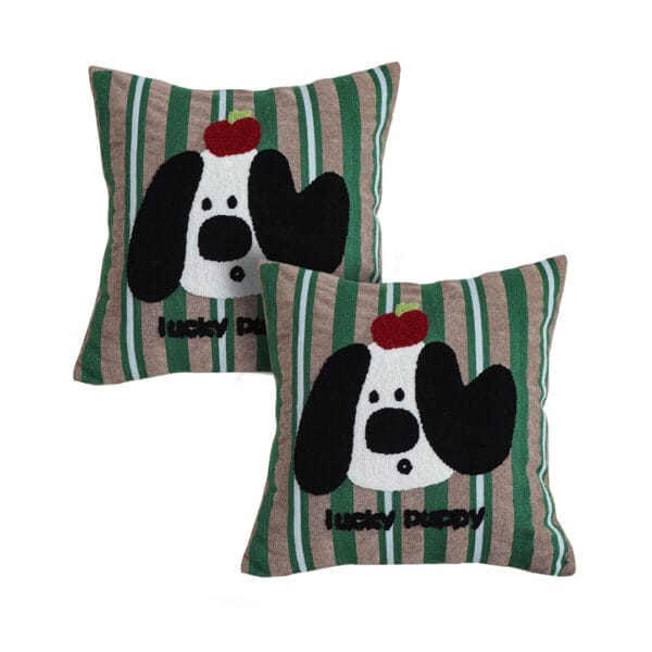 SOGA 2X 45cm Christmas Dog Pillow Cover - Holiday Striped Pillowcase - Image 2