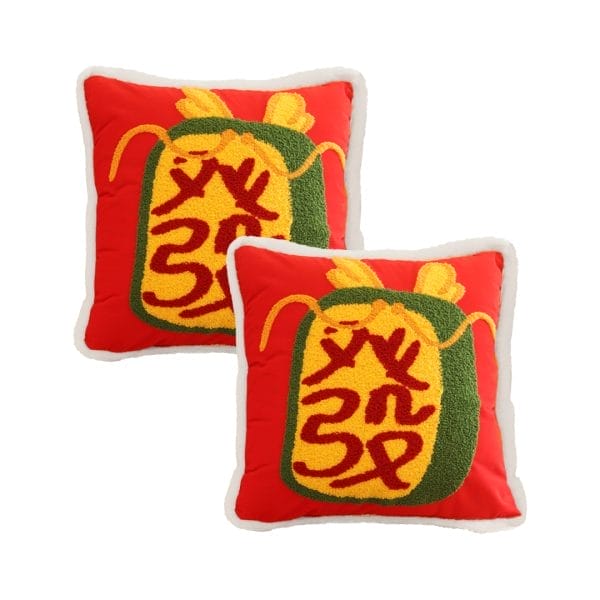 SOGA 2X 45cm “Lucky Treasure” Red Plush Pillowcase - Image 2