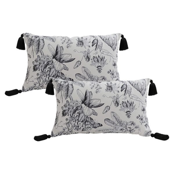 SOGA 2X 30x50cm Chic Botanical Bliss Rectangular Pillowcase with Tassel Accents - Image 2