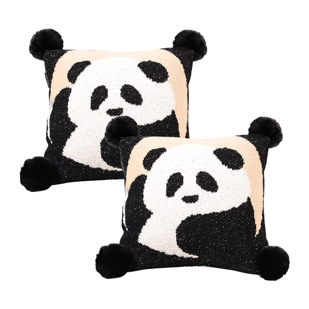 SOGA 2X 45cm Panda Pom-Pom Decorative Pillowcase - Image 2