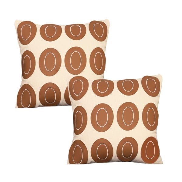 SOGA 2X 45cm Modern Cream Brown Oval Pattern Textured Pillowcase - Image 2