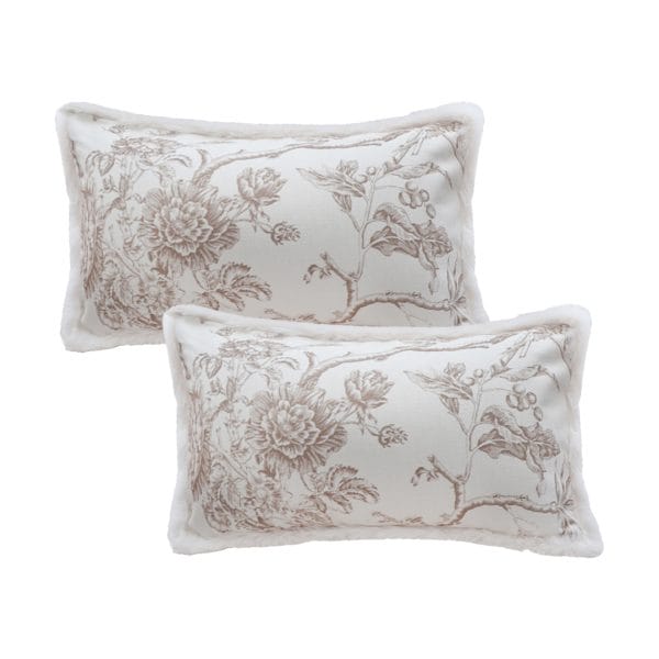 SOGA 2X 30x50cm Taupe Floral Embroidered Pillowcase - Image 2