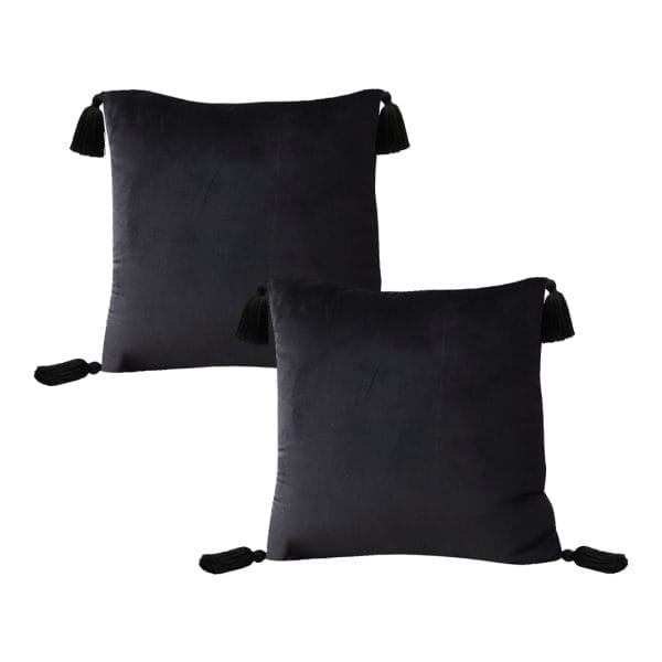 SOGA 2X 45cm Black Velvet Butterfly Tassel Pillowcase – Vintage Accent - Image 2