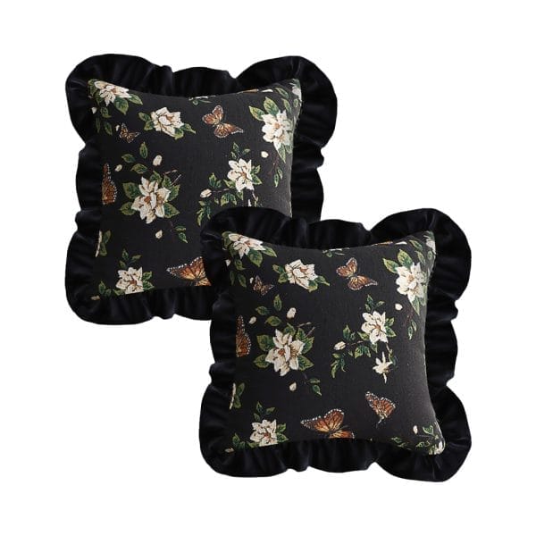 SOGA 2X 45cm Square Vintage Decorative Embroidered Black Throw Pillowcase - Image 2
