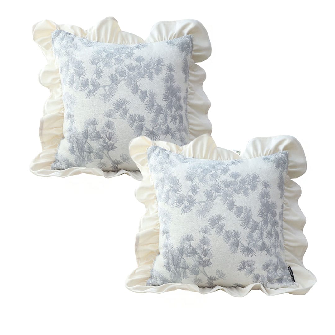 SOGA 2X 45cm White Floral with Ruffle Trim Pillowcase - Image 2