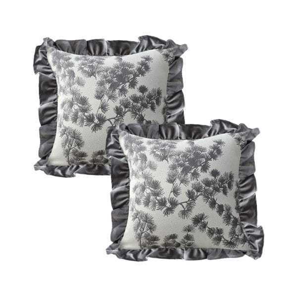 SOGA 2X 45cm Gray Floral with Ruffle Trim - Image 2