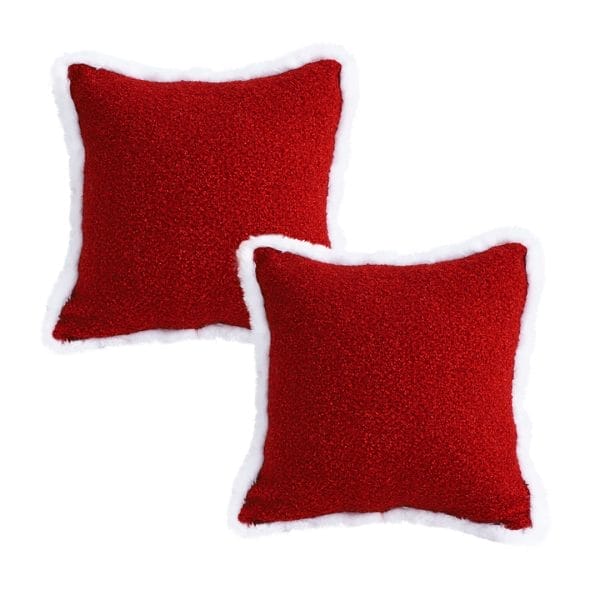 SOGA 2X 45cm Plush Crimson Red Square Pillow Cover - Image 2