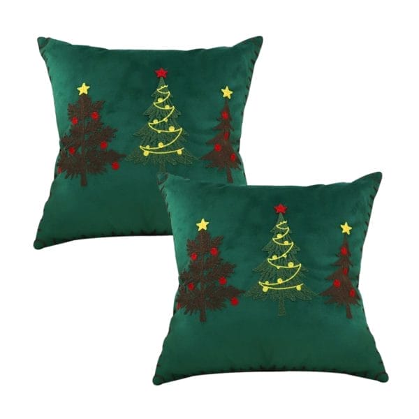SOGA 2X 45cm Christmas Tree Trio Pillowcase (Green) - Image 2