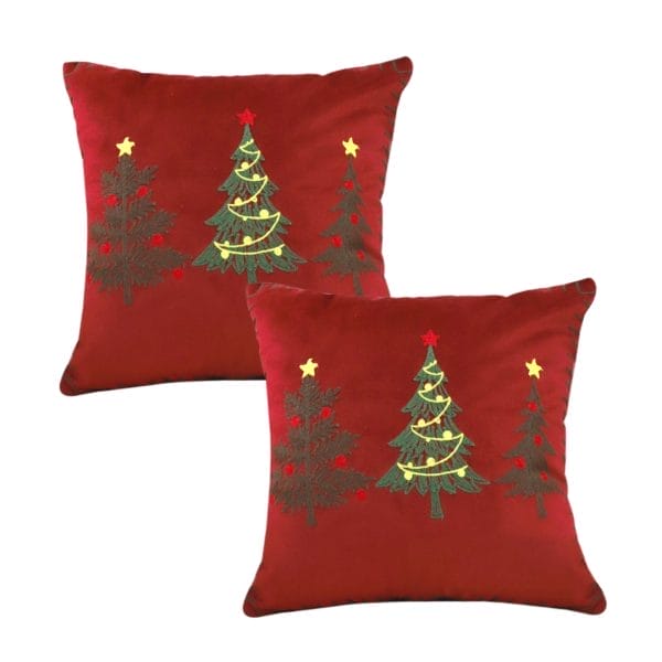 SOGA 2X 45cm Christmas Tree Trio Pillowcase (Red) - Image 2