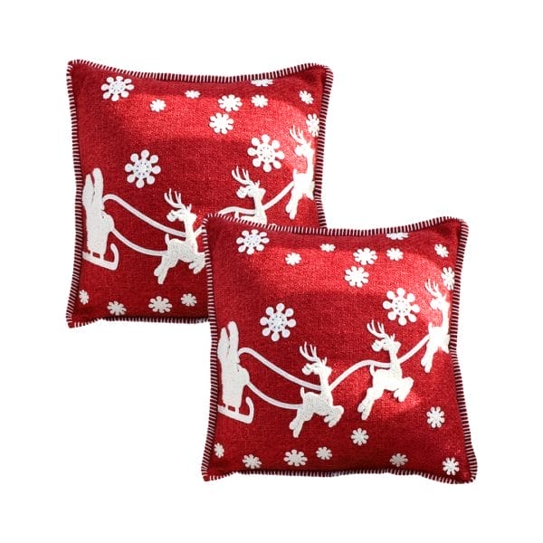 SOGA 2X 45cm Festive Reindeer & Snowflake Christmas Pillowcase - Image 2