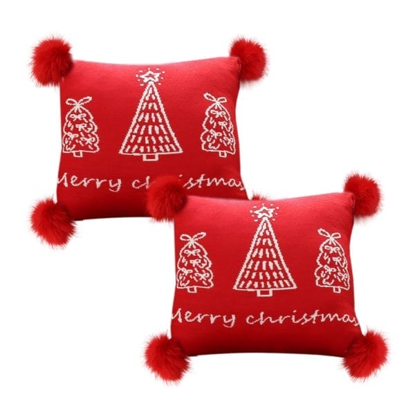 SOGA 2X 45cm Whimsical Red Christmas Tree Pillowcase - Image 2