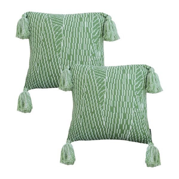 SOGA 2X 45cm Sage Chevron Tassel Pillowcase - Image 2