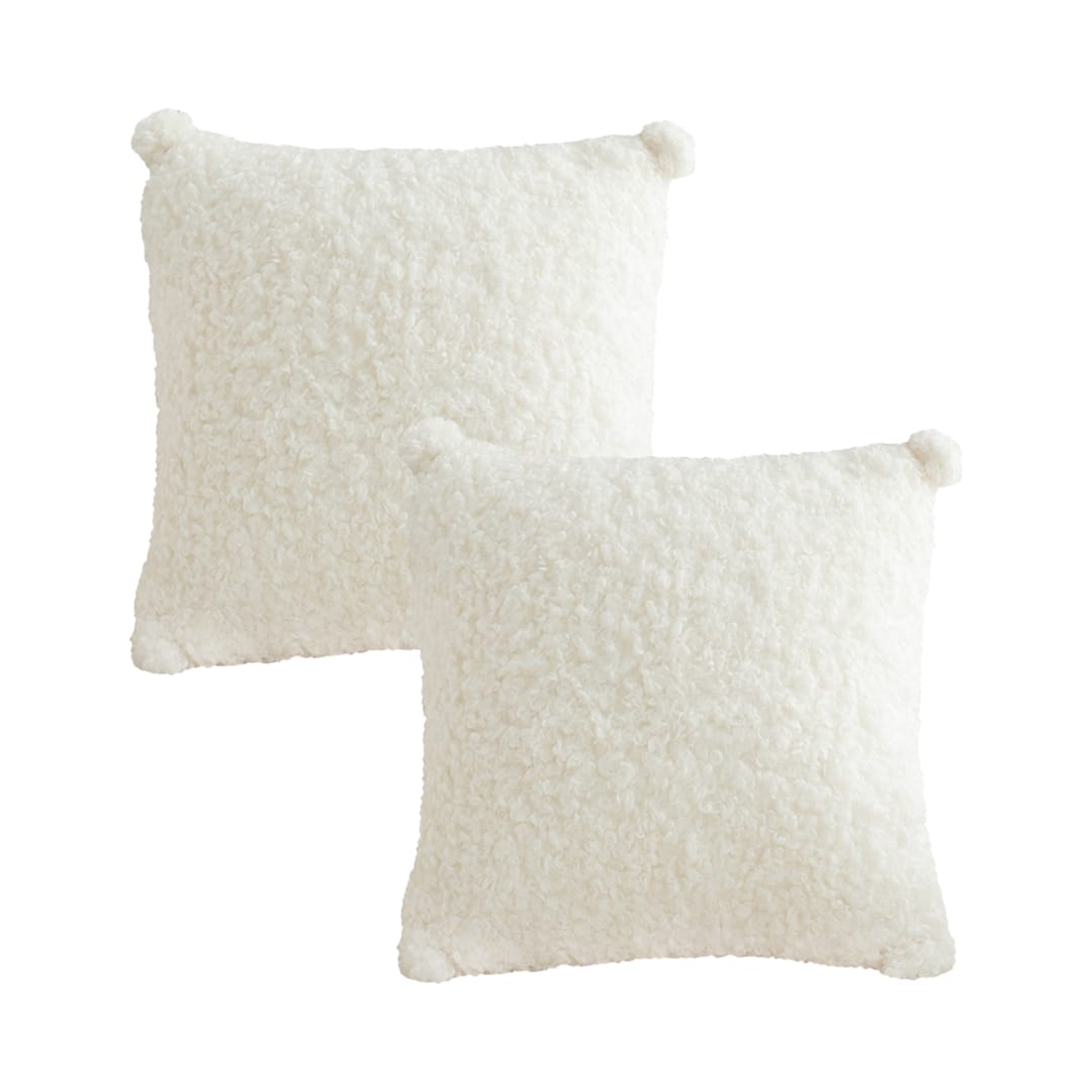 SOGA 2X 45cm Pure White Bouclé Bliss Pillowcase - Image 2