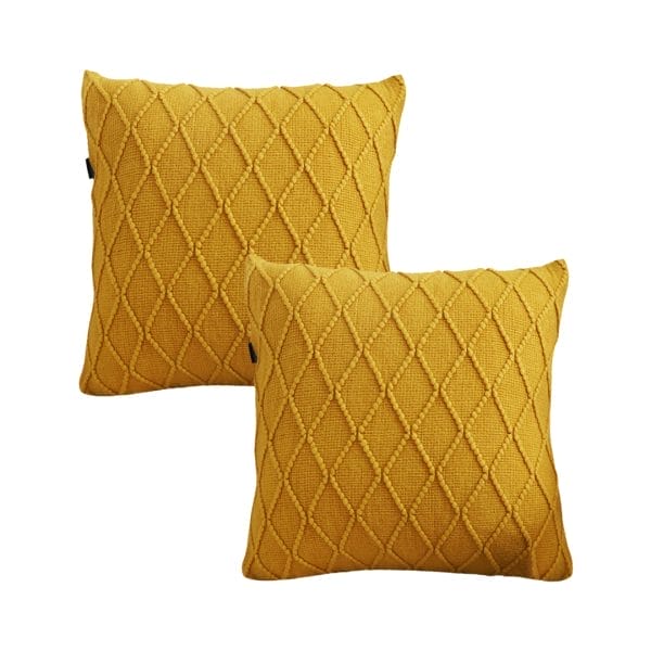 SOGA 2X 45cm Sunshine Yellow Diamond Knit Pillowcase - Image 2
