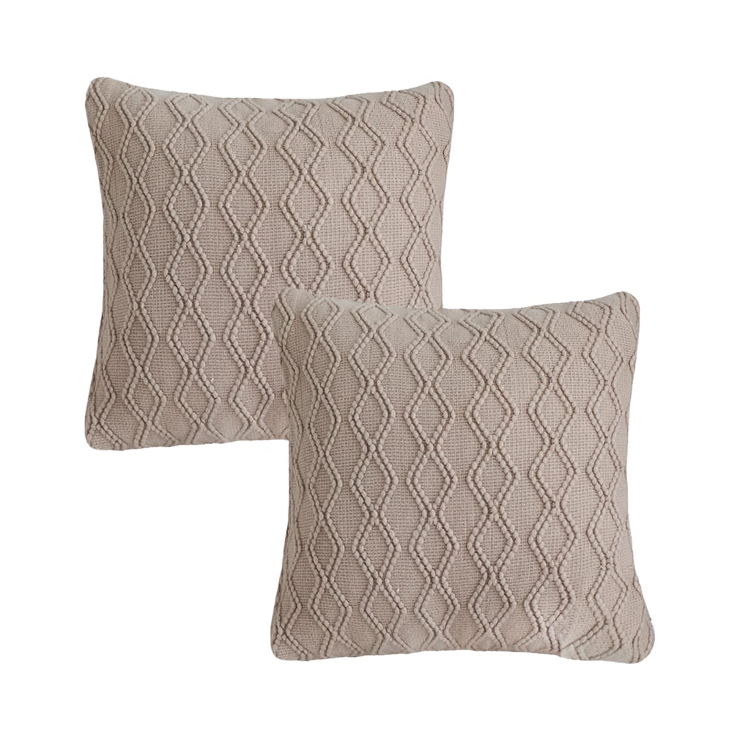 SOGA 2X 45cm Warm Beige Diamond Knit Pillowcase - Image 2
