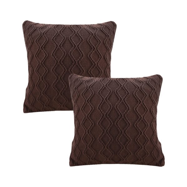 SOGA 2X 45cm Deep Chocolate Brown Diamond Knit Pillowcase - Image 2
