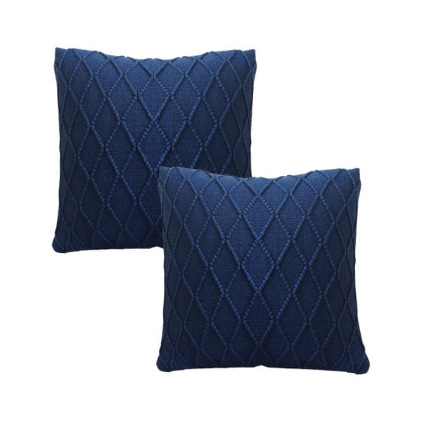 SOGA 2X 45cm Navy Blue Diamond Knit Pillowcase - Image 2