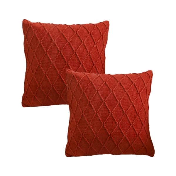 SOGA 2X 45cm Classic Red Diamond Knit Pillowcase - Image 2