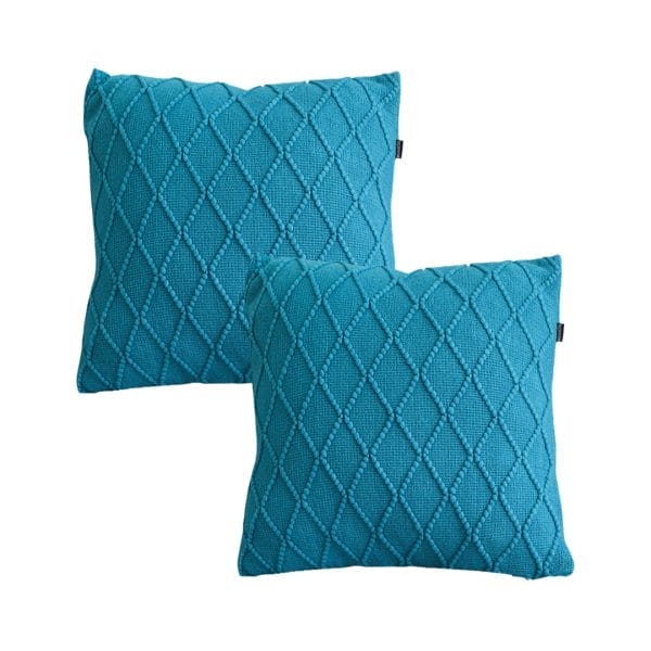 SOGA 2X 45cm Turquoise Diamond Knit Pillowcase - Image 2