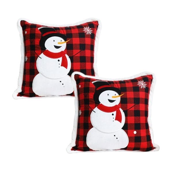 SOGA 2X 45cm Holiday Snowman Pillowcase (Red Plaid) - Image 2