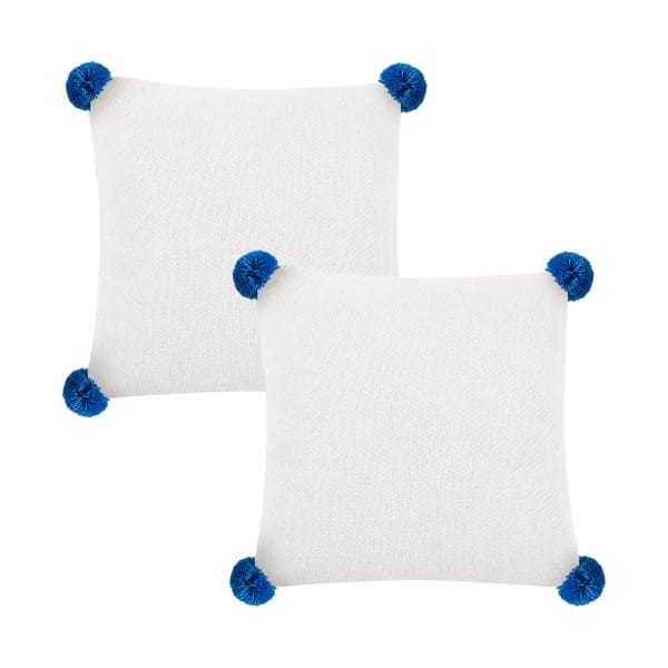 SOGA 2X 45cm Ribbed Knit Pillowcase with Pom-Poms (Cream White) - Image 2