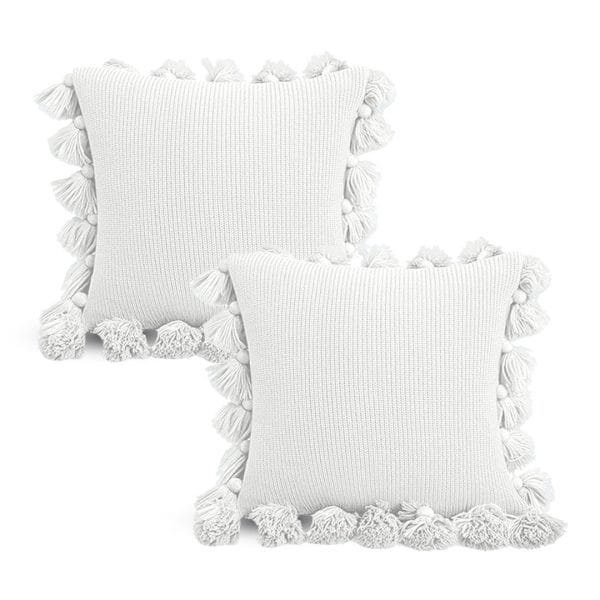 SOGA 2X 45cm Textured Pillowcase with Pom-Pom Trim (Pure White) - Image 2