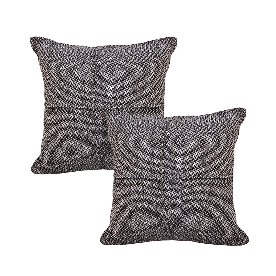 SOGA 2X 45cm UrbanWeave Charcoal Tweed Pillowcase - Image 2