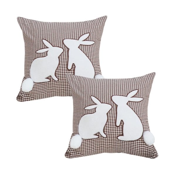 SOGA 2X 45cm Brown Gingham Bunny Pillowcase - Image 2