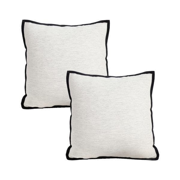 SOGA 2X 45cm Minimalist Cream Pillowcase with Black Piping - Image 2
