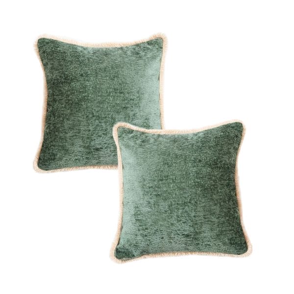 SOGA 2X 45cm Emerald Green Chenille Pillowcases with Fringed Edge - Image 2