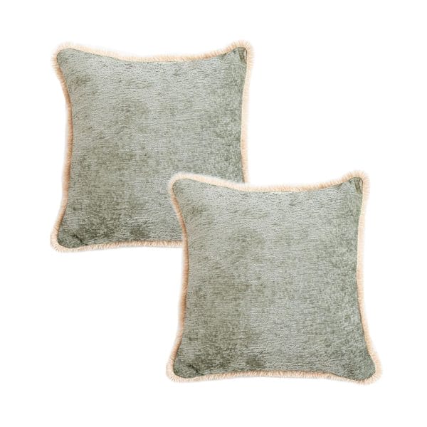 SOGA 2X 45cm Sage Green Velvet Pillowcase with Faux Fur Trim - Image 2