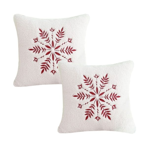 SOGA 2X 45cm Christmas Snowflake Embroidered Faux Fur Throw Pillowcase - Image 2