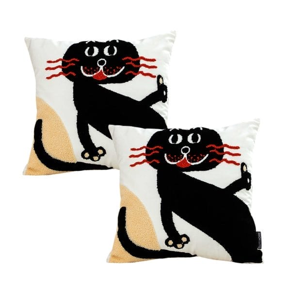 SOGA 2X 45cm Playful Black Cat Silhouette Pillowcase - Image 2