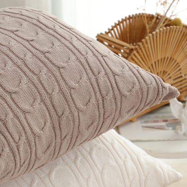SOGA 2X 45cm Dusty Rose Cable Knit Decorative Pillowcase - Image 3