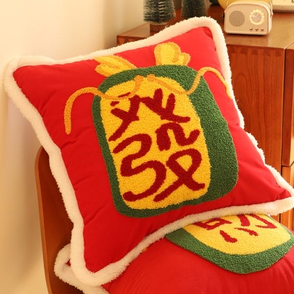 SOGA 2X 45cm “Lucky Treasure” Red Plush Pillowcase - Image 3