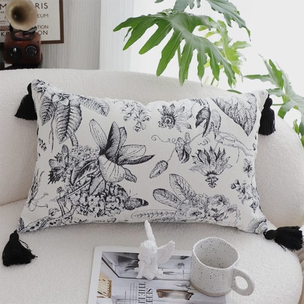 SOGA 2X 30x50cm Chic Botanical Bliss Rectangular Pillowcase with Tassel Accents - Image 3