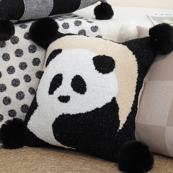 SOGA 2X 45cm Panda Pom-Pom Decorative Pillowcase - Image 3