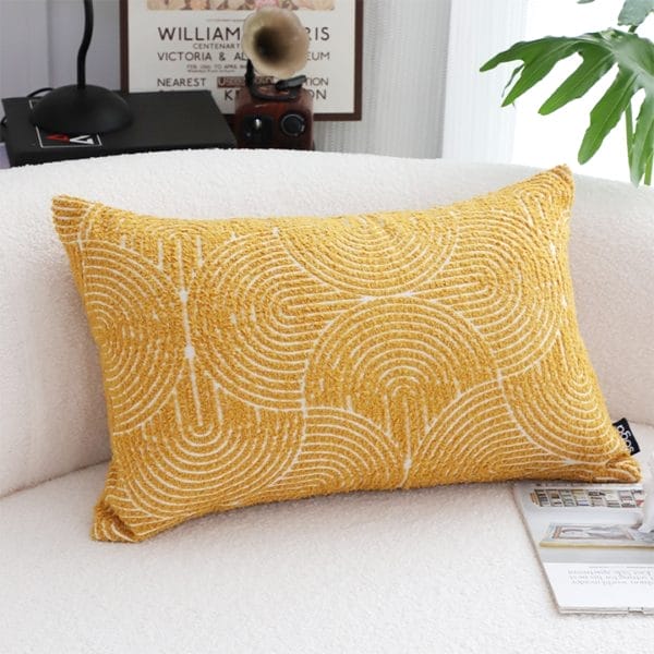 SOGA 2X 30x50cm Mustard Yellow Geometric Lumbar Pillowcase for Home Decor