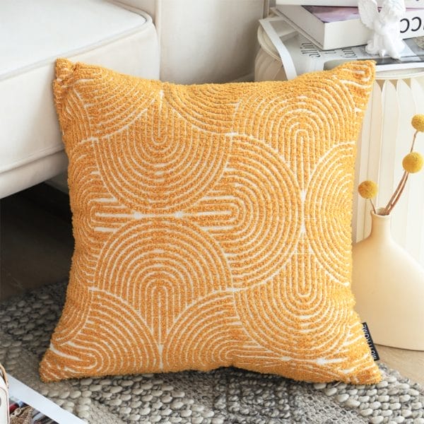 SOGA 2X 45cm Mustard Yellow Geometric Pillowcase - Image 3