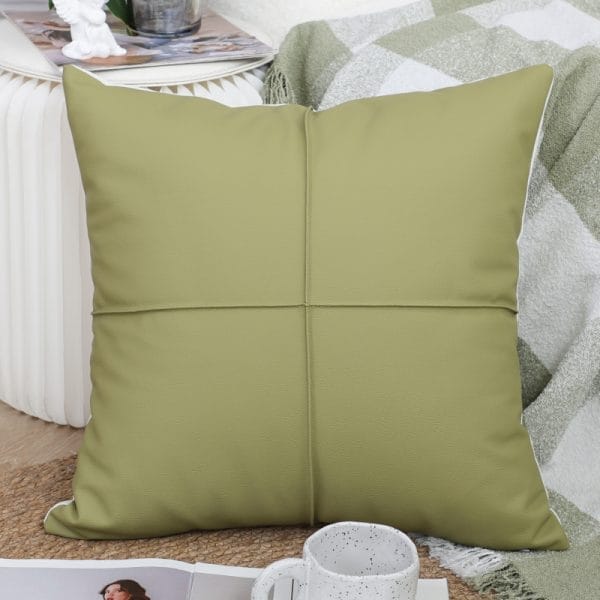 SOGA 2X 45cm Luxurious Olive Green Faux Leather Pillowcase