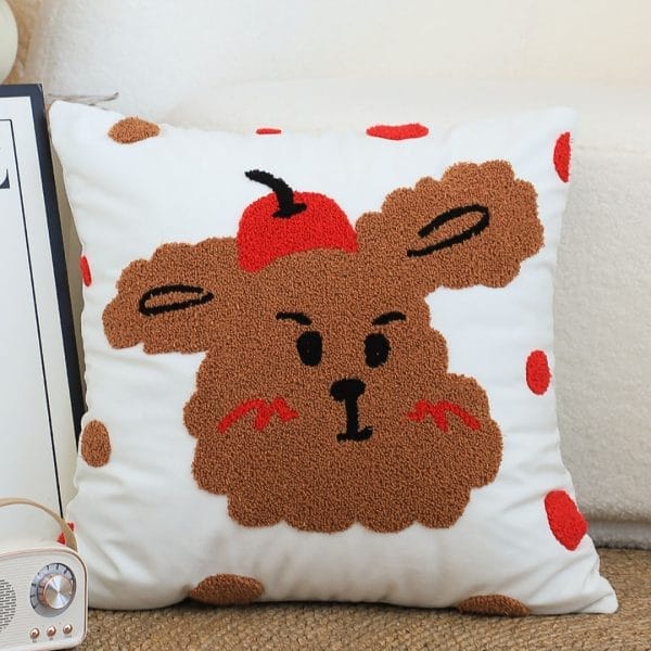 SOGA 2X 45cm Sweet Cherry Bear Hug Decorative Pillowcase - Image 3