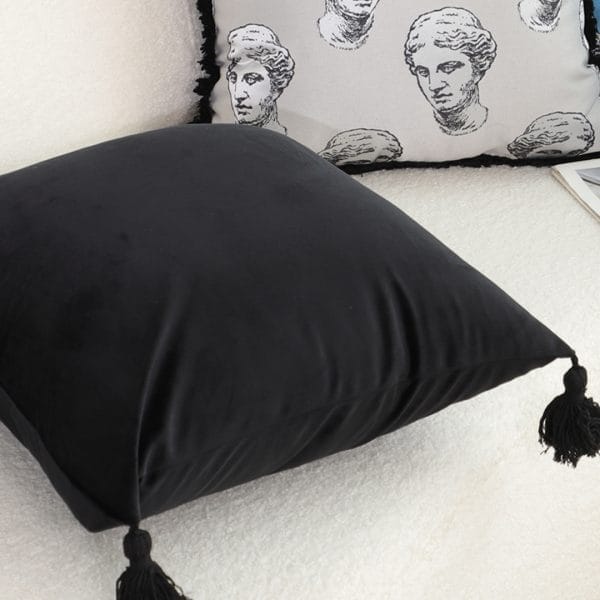 SOGA 2X 45cm Black Velvet Butterfly Tassel Pillowcase – Vintage Accent - Image 3